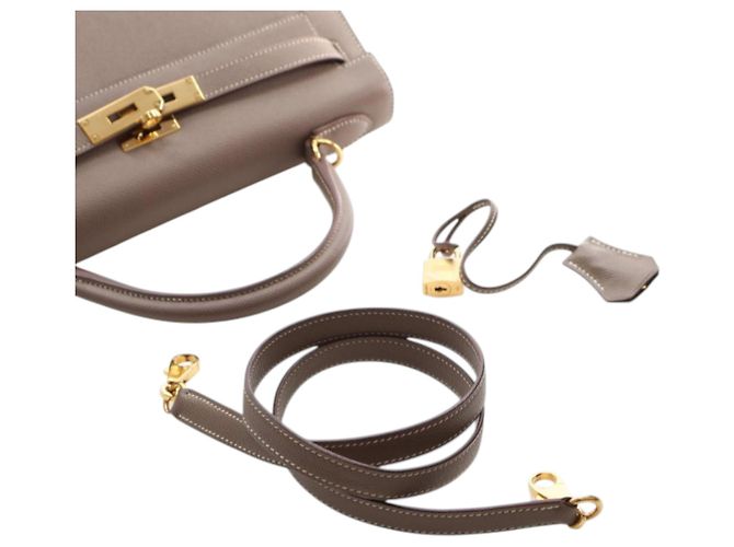 Hermès Kelly II Sellier in pelle Epsom marrone 32 Taupe - vista 14