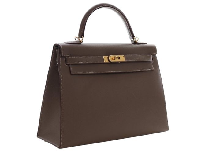 Hermès Kelly II Sellier in pelle Epsom marrone 32 Taupe - vista 2