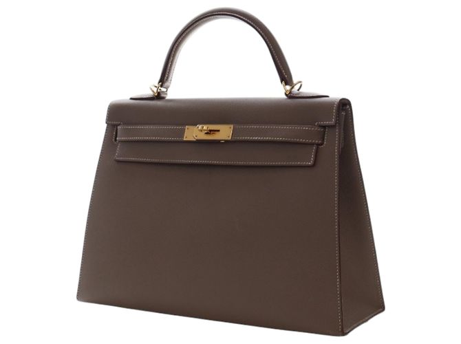 Hermès Kelly II Sellier in pelle Epsom marrone 32 Taupe - vista 3