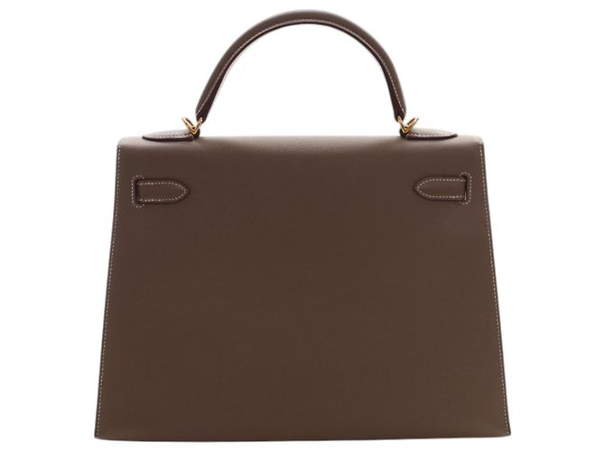 Hermès Kelly II Sellier in pelle Epsom marrone 32 Taupe - vista 4