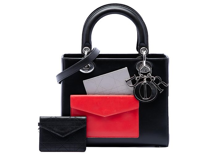 Lady Dior in pelle di vitello nera misura Medium Nero - vista 7