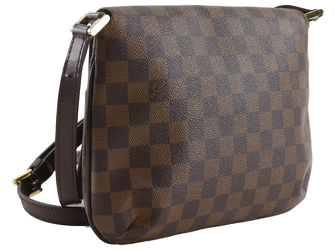 Louis Vuitton Marrone Damier Ebene Musette Tango Long Strap - vista 3