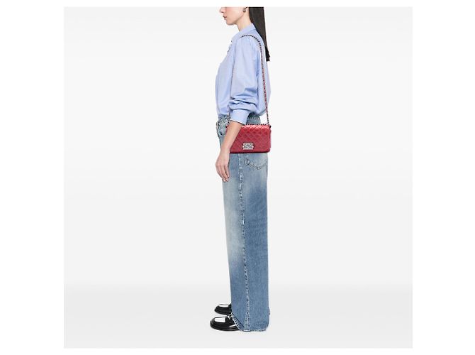 Chanel Soft Boy Flap in pelle di vitello liscio trapuntato rosso - vista 6