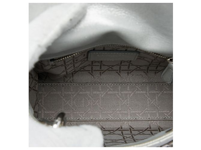 Lady Dior Cannage in agnello iridescente argento mini - vista 4