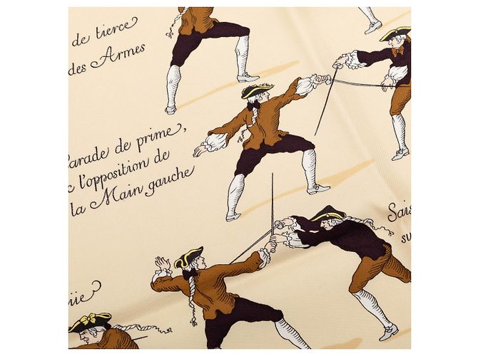 Sciarpa in seta Hermès Beige Traite Des Armes 90 - vista 7