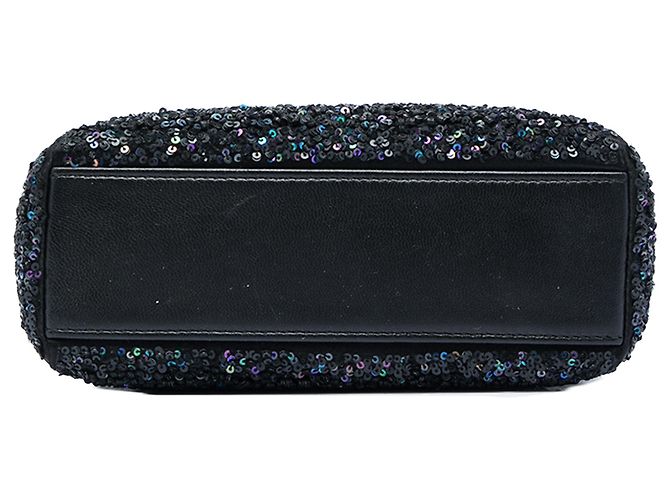 Lady Dior Dior mini in raso nero con decorazioni in paillettes - vista 3