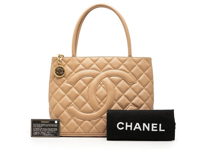 Tote Chanel Beige Caviar Medallion - vue 7