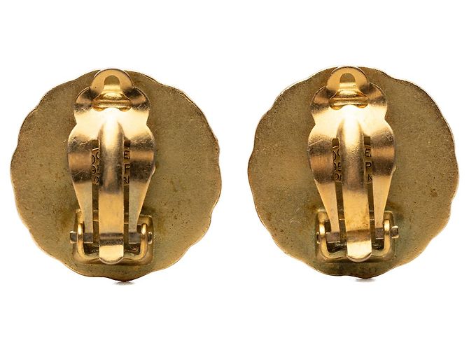 Orecchini Chanel Gold CC placcati oro tondi con clip D'oro - vista 2