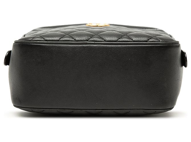 Vanity Beauty case Chanel in agnello trapuntato Small Black CC con manico e catena Nero - vista 3