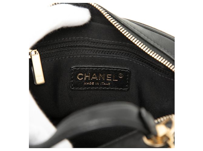 Vanity Beauty case Chanel in agnello trapuntato Small Black CC con manico e catena Nero - vista 5