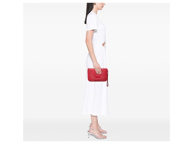 Pochette con zip New Wave in pelle di vitello rossa Louis Vuitton Rosso - vista 7