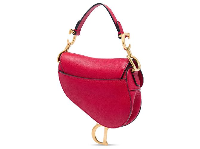 Borsa Saddle in pelle di vitello granulata rossa mini Dior Rosso - vista 2
