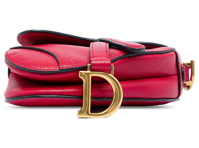 Borsa Saddle in pelle di vitello granulata rossa mini Dior Rosso - vista 3