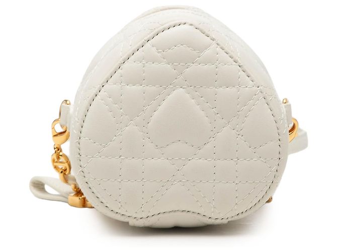 Beauty case DiorAmour Micro in agnello bianco cannage cuore con catena Dior Bianco sporco - vista 3