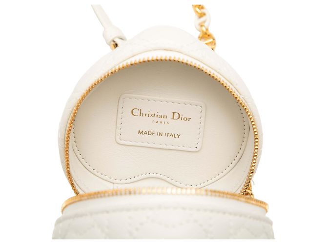 Beauty case DiorAmour Micro in agnello bianco cannage cuore con catena Dior Bianco sporco - vista 5
