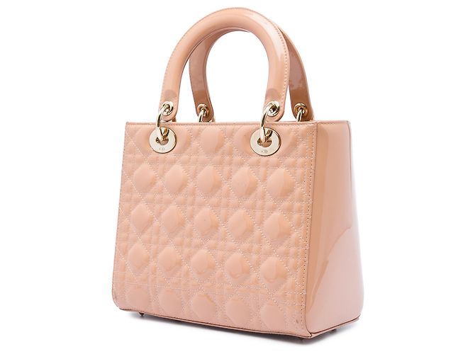 Dior Marrone Medium Patent Cannage Lady Dior Carne - vista 2