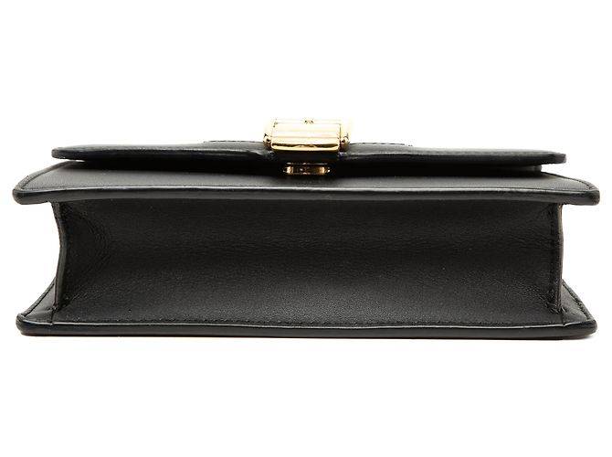 Gucci Black Super Mini Calfskin Web Sylvie Chain Crossbody Nero - vista 3