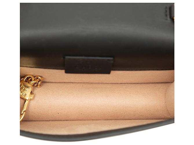 Gucci Black Super Mini Calfskin Web Sylvie Chain Crossbody Nero - vista 4