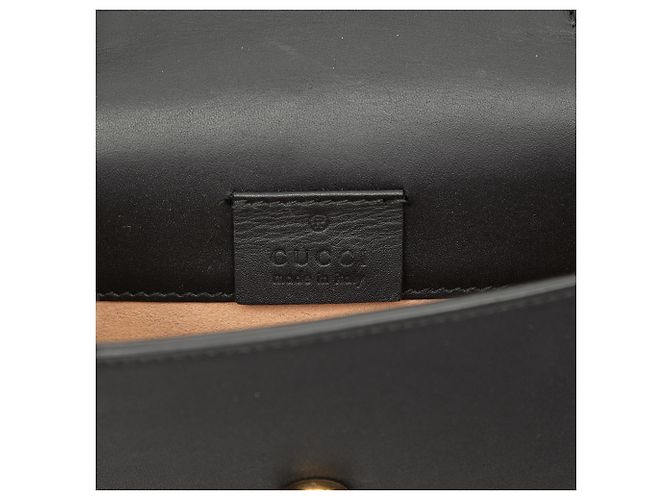 Gucci Black Super Mini Calfskin Web Sylvie Chain Crossbody Nero - vista 5