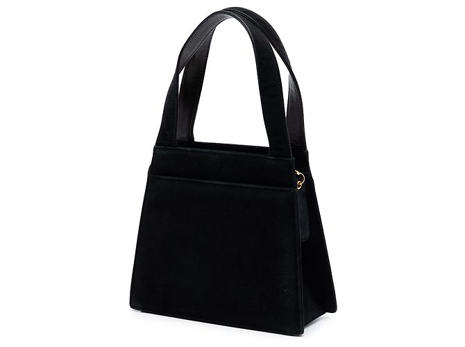 Borsa a mano Chanel in scamosciato nero con logo - vista 2