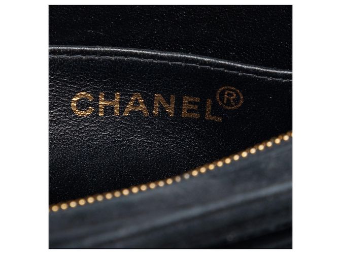 Borsa a mano Chanel in scamosciato nero con logo - vista 5