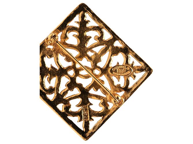 Spilla Chanel Gold CC placcata in oro con filigrana di diamanti D'oro - vista 3