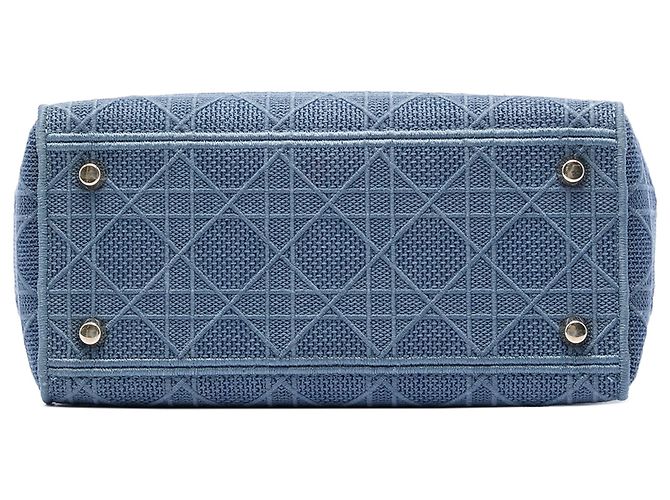 Dior Blue Medium Tela Ricamata Cannage Lady D Lite - vista 3