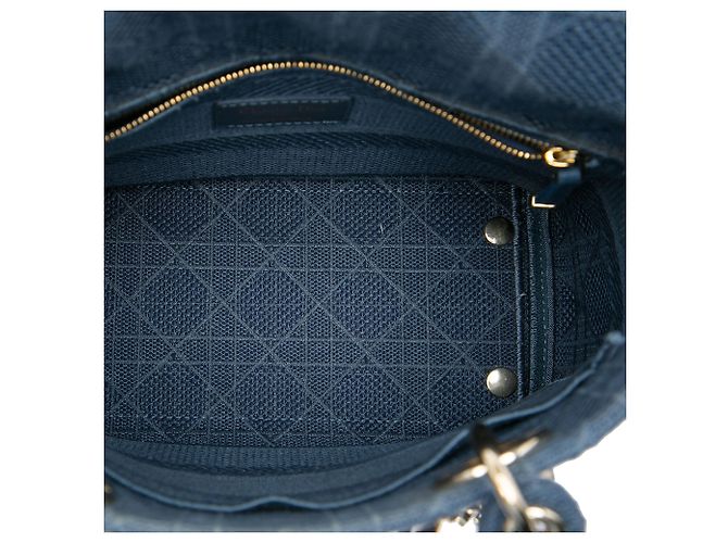 Dior Blue Medium Tela Ricamata Cannage Lady D Lite - vista 4