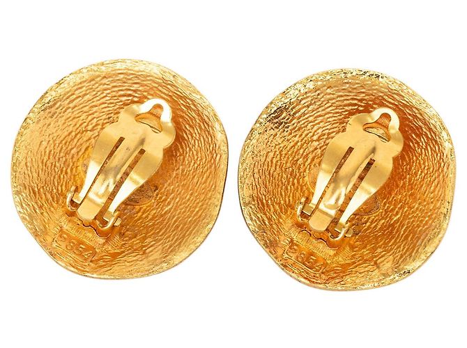 Orecchini Chanel Gold CC placcati oro tondi con clip D'oro - vista 2