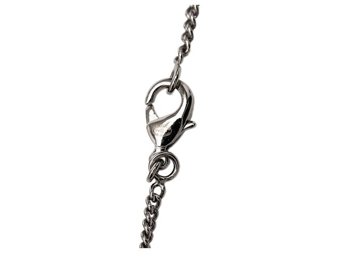 Collana con pendente Camellia in ottone e strass CC argento Chanel - vista 5
