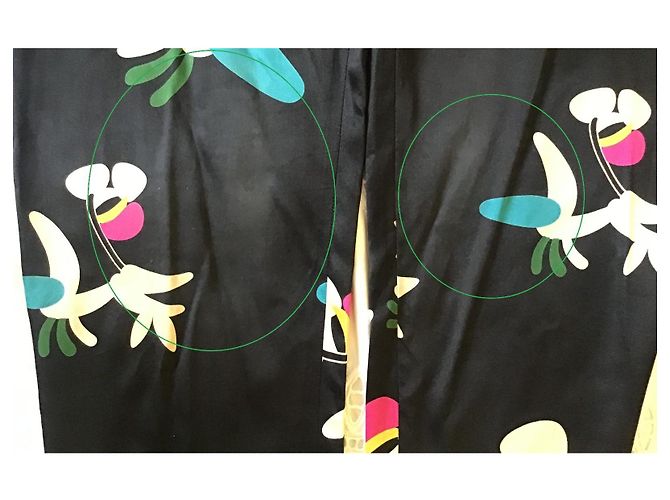 Pantalones de seda negros estampados Chanel Rosa Blanco Azul Dorado Verde - vista 12