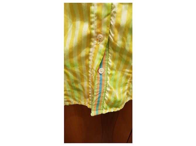 Polo Ralph Lauren Camicetta senza maniche a righe gialle e verdi con cavaliere Marrone Verde Giallo - vista 2