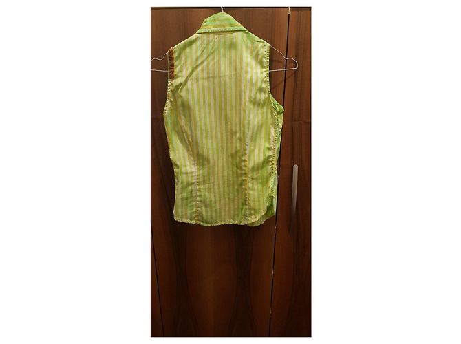 Polo Ralph Lauren Camicetta senza maniche a righe gialle e verdi con cavaliere Marrone Verde Giallo - vista 4
