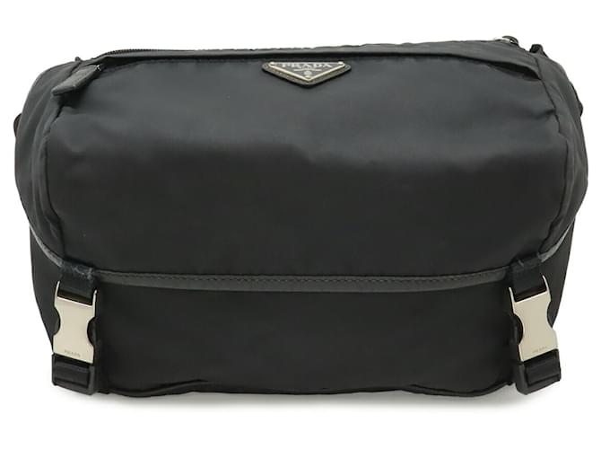 Borsa a tracolla Prada Nylon Leather Triangle Nero - vista 2