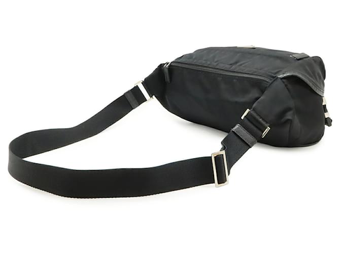 Borsa a tracolla Prada Nylon Leather Triangle Nero - vista 3