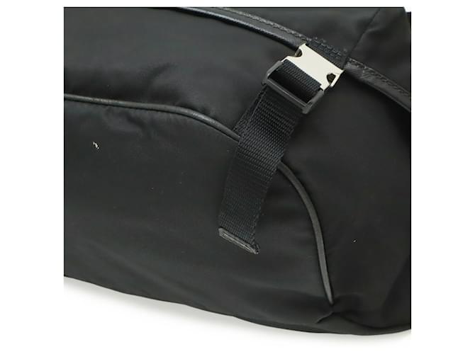 Borsa a tracolla Prada Nylon Leather Triangle Nero - vista 4