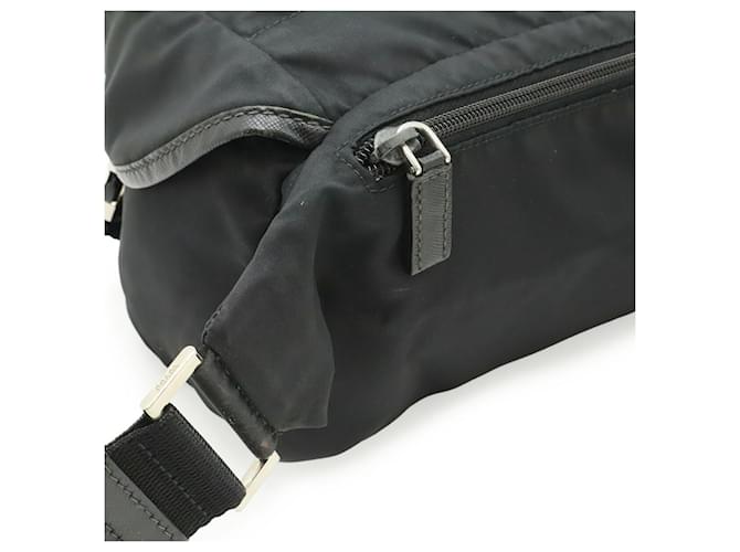 Borsa a tracolla Prada Nylon Leather Triangle Nero - vista 5
