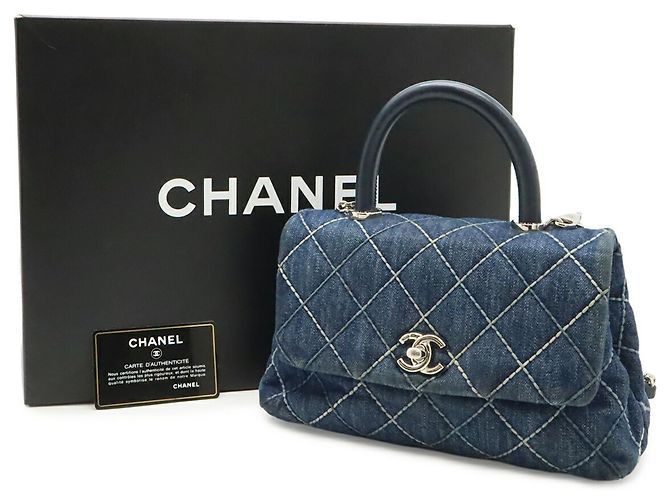 Coco Handle Borsa Flap Chanel Wild Stitch Blu - vista 10
