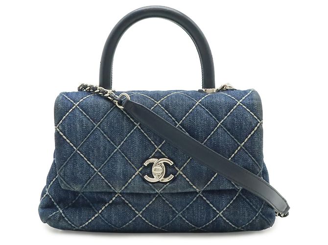 Coco Handle Borsa Flap Chanel Wild Stitch Blu - vista 2