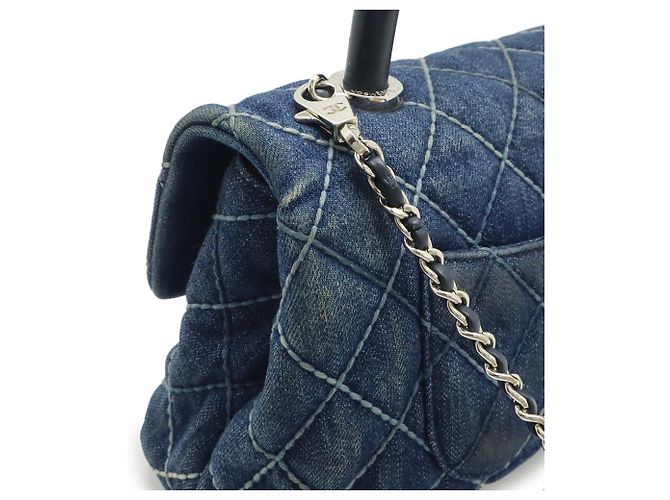 Coco Handle Borsa Flap Chanel Wild Stitch Blu - vista 5