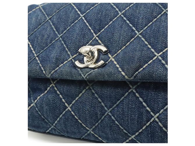 Coco Handle Borsa Flap Chanel Wild Stitch Blu - vista 8