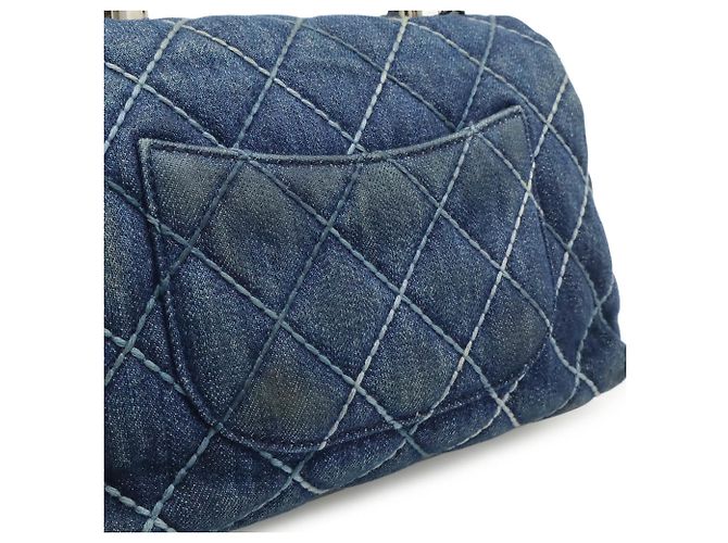 Coco Handle Borsa Flap Chanel Wild Stitch Blu - vista 9
