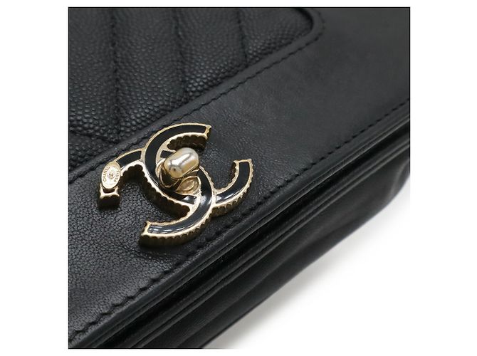 Borsa a tracolla Chanel Mademoiselle V-Stitch Chevron Nero - vista 5