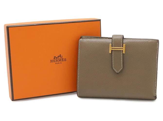 Hermès Cartera compacta de dos pliegues Hermes Bearn Gris pardo - vista 10