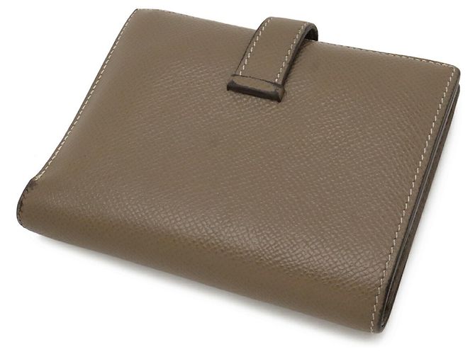 Hermès Cartera compacta de dos pliegues Hermes Bearn Gris pardo - vista 3