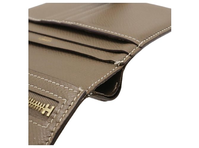 Hermès Cartera compacta de dos pliegues Hermes Bearn Gris pardo - vista 7