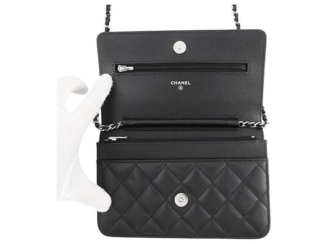 Chanel Classic Matelassé Caviar Skin Chain Wallet Nero - vista 5