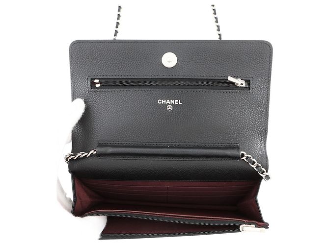 Chanel Classic Matelassé Caviar Skin Chain Wallet Nero - vista 6