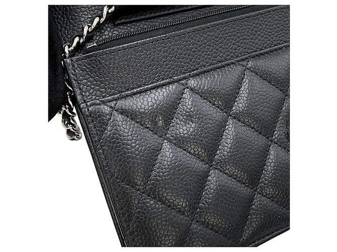 Chanel Classic Matelassé Caviar Skin Chain Wallet Nero - vista 7