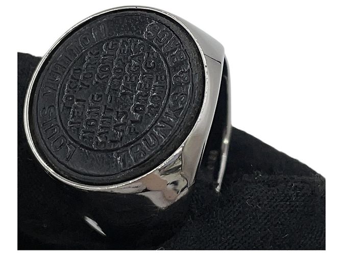 Louis Vuitton Traveler Stamps Siegelring aus Metall Schwarz Silber - Ansicht 5